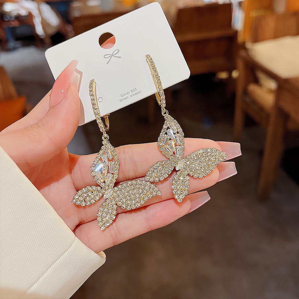 Korean AD Diamond Butterfly Earring1